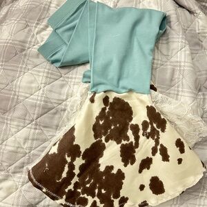 Cow Print Skirt with Teal Top